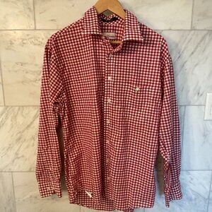 Cotton Brothers Red and White Plaid Shirt L